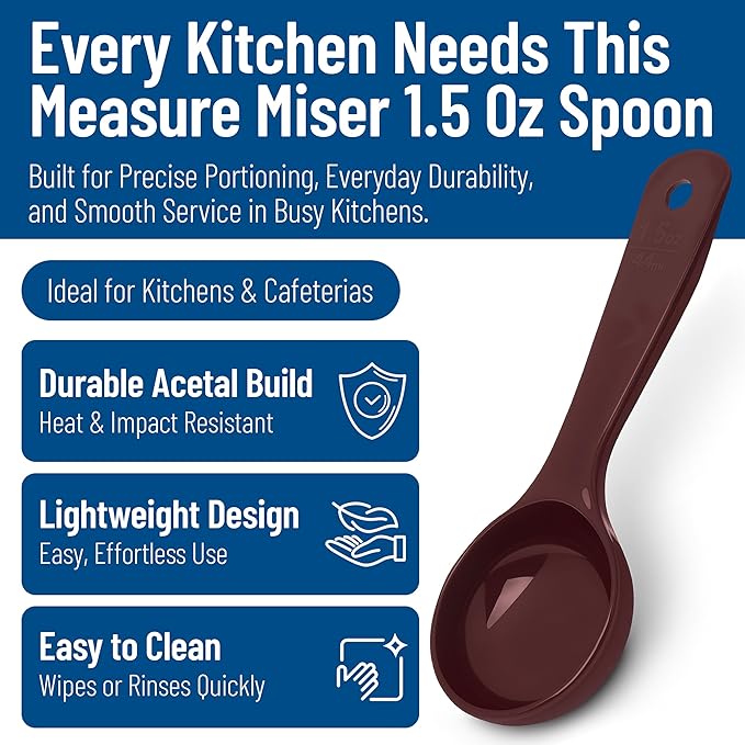 Carlisle FoodService Products Measure Miser Solid Measuring Spoon with Short Handle, 1.5 Ounces, Brown (Pack of 12)