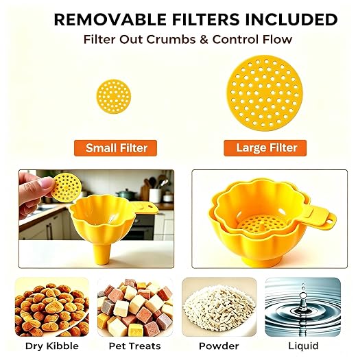 9 PCS Pet Food Funnel Set for Automatic Feeders & Water Dispenser, Thickened PP Wide Mouth Funnel Kit with Filters & 2 Hooks, No Spill Funnel for Cat Dog Food, Treats,Dry Kibble & Liquid Refill