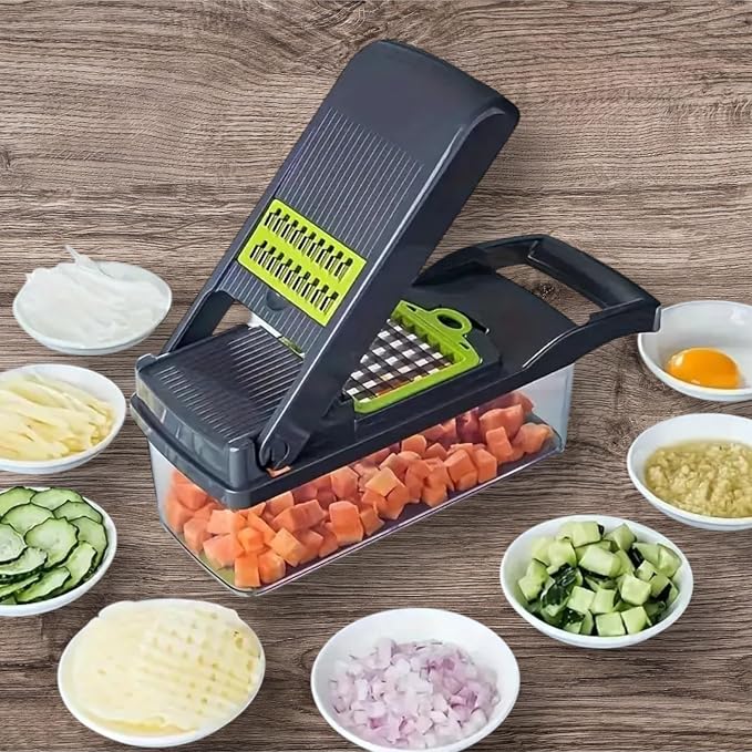 AHA Lifestyles16-in-1 Vegetable Chopper Slicer, Veggie Chopper, Food Chopper, Vegetable Cutter & Spiralizer - Kitchen Gadget Makes Slicing and Prepping Quick and Easy Meal Prep Tool
