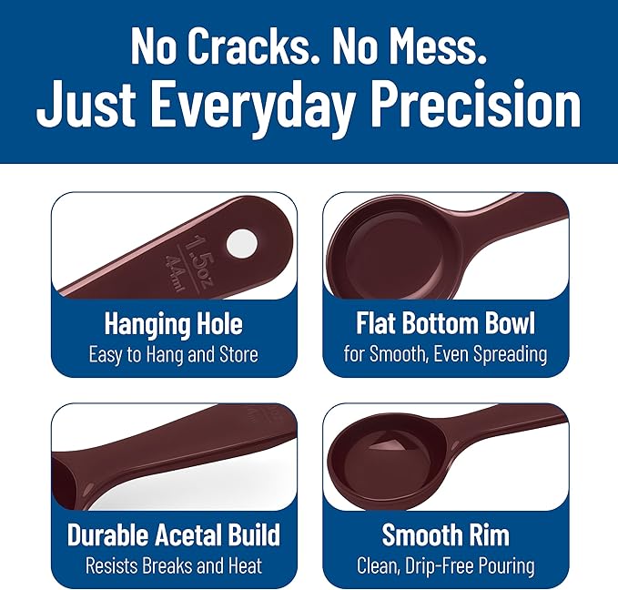 Carlisle FoodService Products Measure Miser Solid Measuring Spoon with Short Handle, 1.5 Ounces, Brown (Pack of 12)