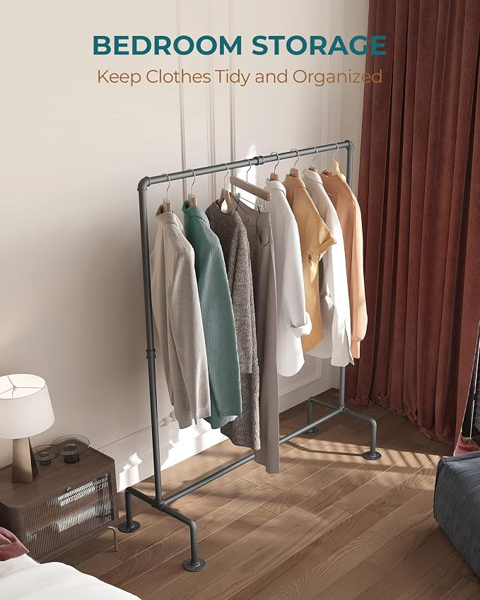 OROPY Heavy Duty Clothes Rack, Industrial Pipe Clothing Rack Freestanding | Clothing Rack for Hanging Clothes, Detachable Clothes Rack for Garment Storage Display, Max 247lbs, Easy Easy Assembly, Black