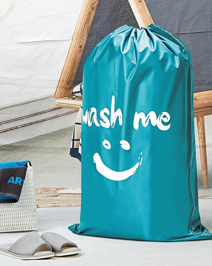 HOMEST XL Laundry Bag 28" x 40", Extra Large Dirty Clothes Organizer | Holds 3-4 Loads, Machine Washable Drawstring Laundry Bag for Dorm, Camp, Laundromat, Family, Travel,Sky Blue