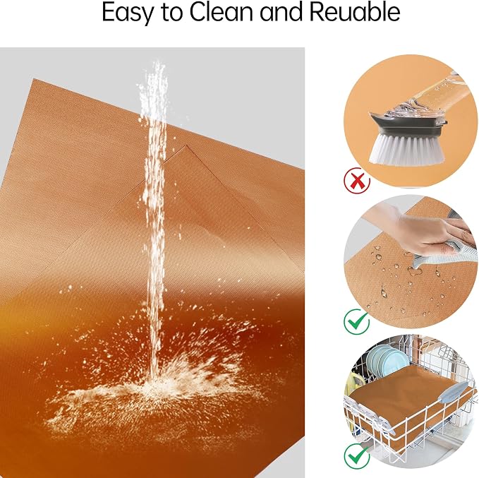UBeesize 4 Pack XL Thickened Copper Oven Liners for Bottom of Oven, Reusable 17x25 Inch Heavy Duty Non Stick Teflon Oven Mats BPA & PFOA Free, Fit Electric Gas Toaster Convection Ovens Grills