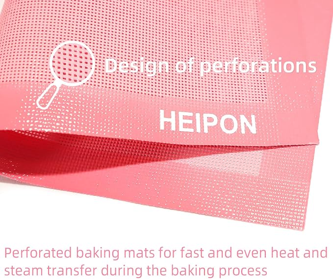 Pink Perforated Baking Mat,Cuttable Baking Mat,23.6"Lx15.7"W,Silicone Baking Mat,Non-Stick,Breathable Mat,Reusable(Pink,2pcs)