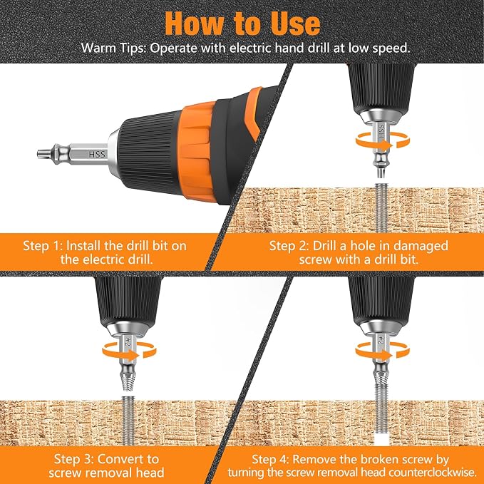 Nuovoware Damaged Screw Extractor Set, 6 PCS Stripped Screw Extractor Kit | All-purpose HSS Broken Screw Remover Set with Magnetic Extension Bit Holder & Socket Adapter, Silver