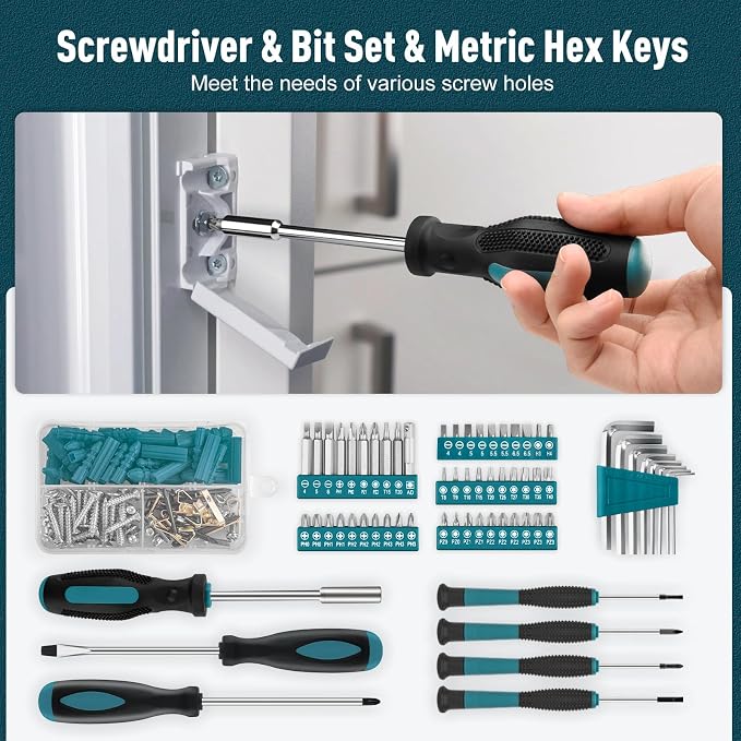 Sundpey 281 Pcs Home Tool Kit Portable Complete General Hand Tool Set Blue | with Socket Wrench Set & Screwdrivers & Hex Keys & Pliers Kit,Men Women Tool Box Set for Household Car House Garage Apartment