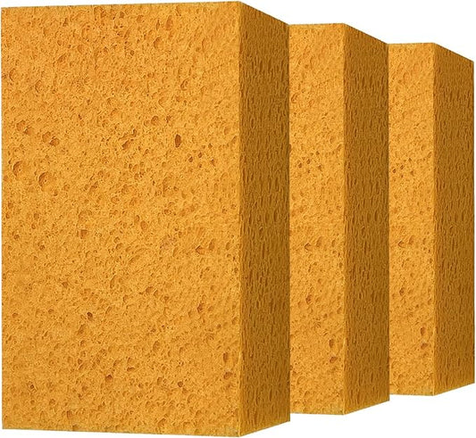 Car Wash Sponges, 3 Pack Extra Thick Large Cleaning Sponge Multi-Purpose for Bathroom Kitchen Bike Boat, Large Size Sponges 4'' X 6'' (Yellow)