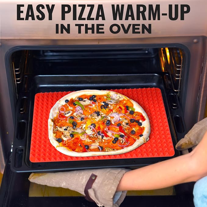 16x11.42" Non-Slip Red Pyramid Baking Mat - Easy to Clean Pyramid Pan Silicone Baking Mat with Air Circulation System - Tear- and Heat-Resistant and Flexible Oven Mats for Cooking, Roasting & BBQ