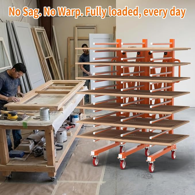 Paint Drying Rack for Cabinet Doors, 15 Tier- Heavy Duty Rolling Paint Rack | Expandable Woodworking Drying Rack for Trim & Panels, Reinforced 2.0mm Steel Frame with 5" Casters