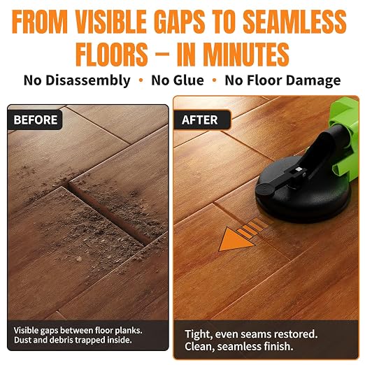 Floor Gap Fixer Tool Kit with Suction Cup & Rubber Mallet, Floating Floor Fixer Tool Repair for Laminate, LVP & Engineered Wood, Includes Silicone Pad for Textured Surfaces
