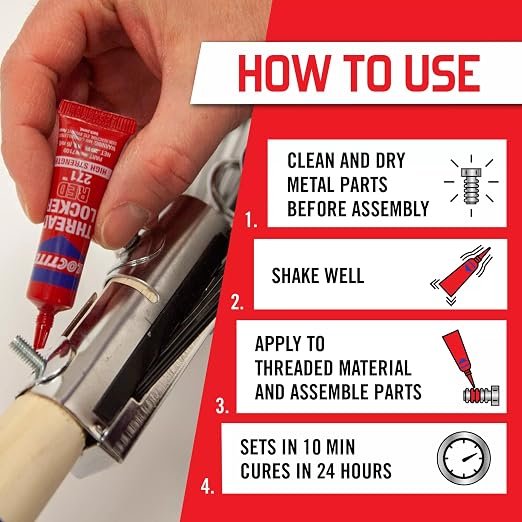 Loctite Threadlocker Red 271 Red, 0.2 fl oz, 12, Tube