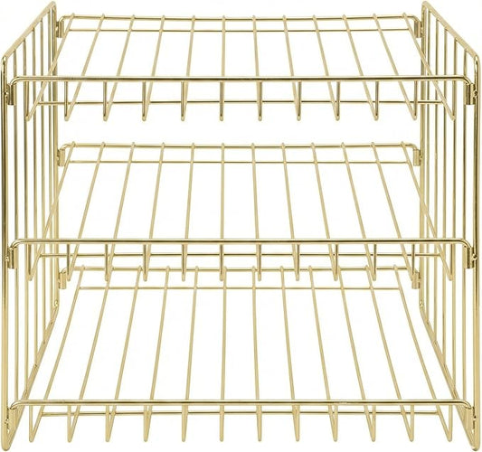 Kitchen Details 3 Tier Can Storage Organizer Rack in Gold