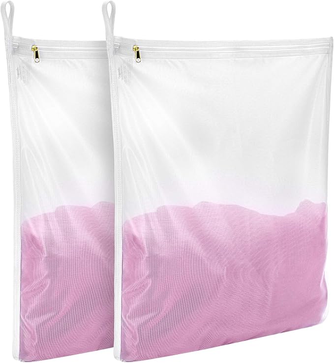 GOGOODA 2 Pack Delicates Laundry Bags, Fine Mesh Wash Bag with Hanging Loop | Large for Lingerie, Shirts, Sweaters, Underwear, Bra, Silk, Socks