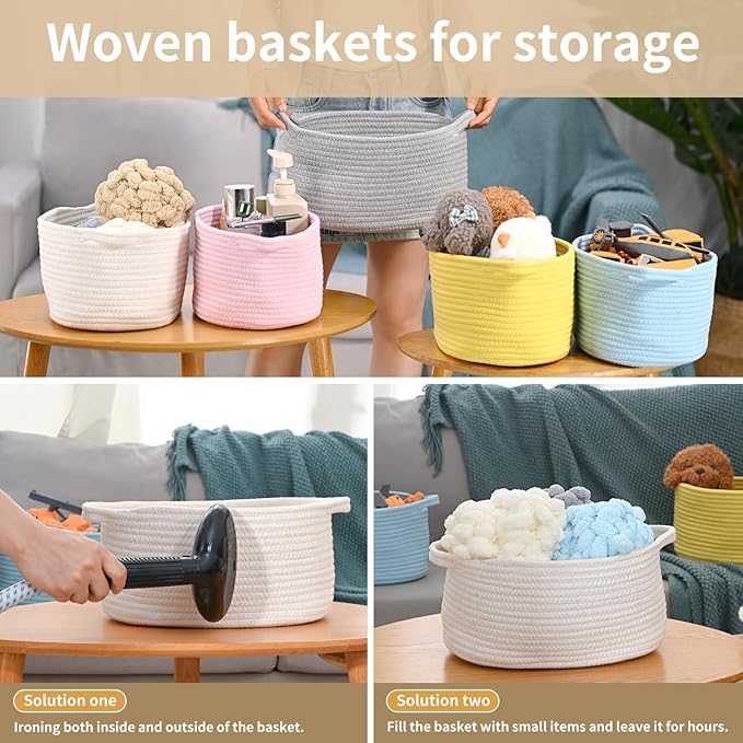 Happyiren Cute Woven Storage Basket with Handle, Baskets for Gifts Empty, Gift Baskets for Valentines Day Birthday Baby Shower Raffle Burr Fundraiser, Decorative Organizer Box for Baby Toy Pet