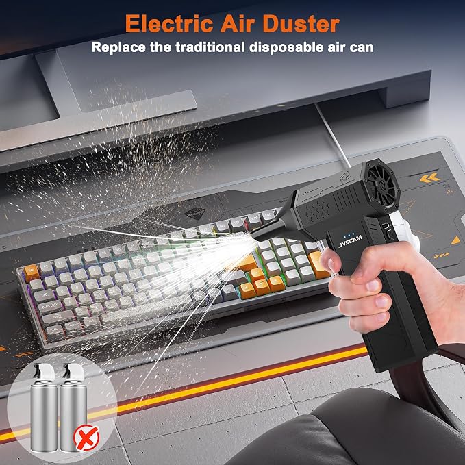 Compressed Air Duster-130000RPM Super Power Air Blower with Brushless Motor | 3-speed adjustable rechargeable Air Duster for PCs, Keyboards, Cars, Outdoor Use, the Home, and Clearing Snow and Leaves