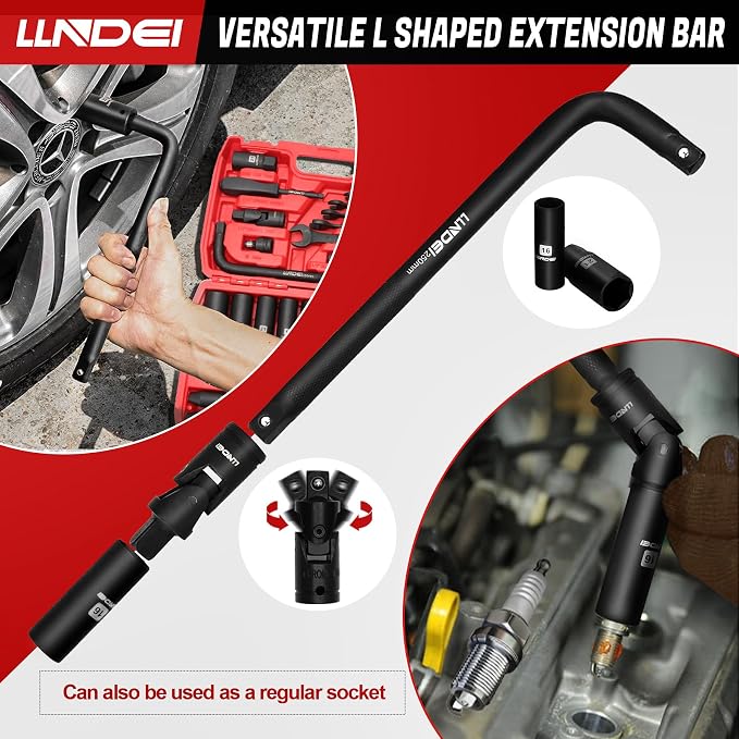 1/2" Impact Socket Wrench Set: 49Pcs, CR-V, Metric | Combination Wrenches (8-17mm), Deep Sockets(8-24mm), Spark Plug Socket(16,21mm), Household&Automotive Repairing