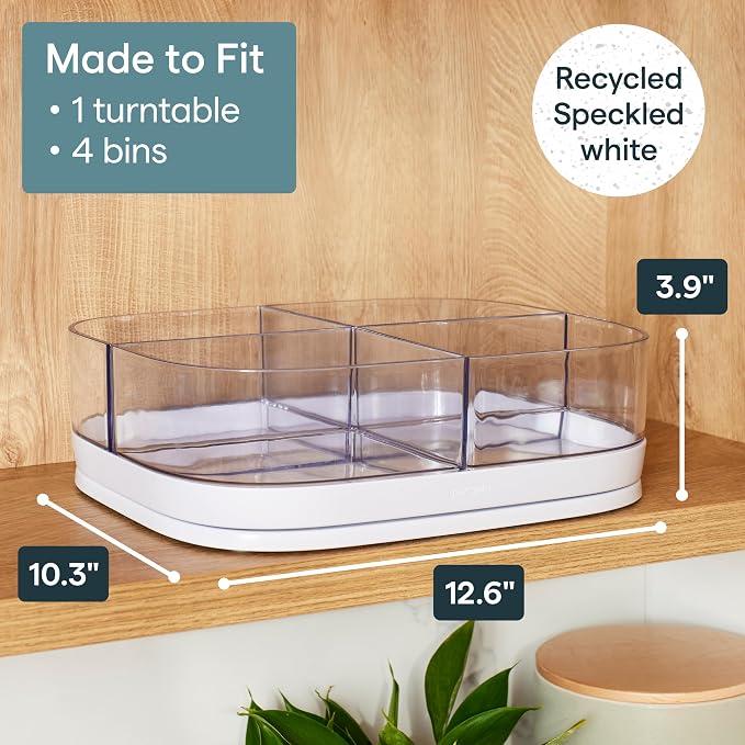YouCopia MagicTrack Turntable with 4 Bins, Rectangle Lazy Susan Organizer