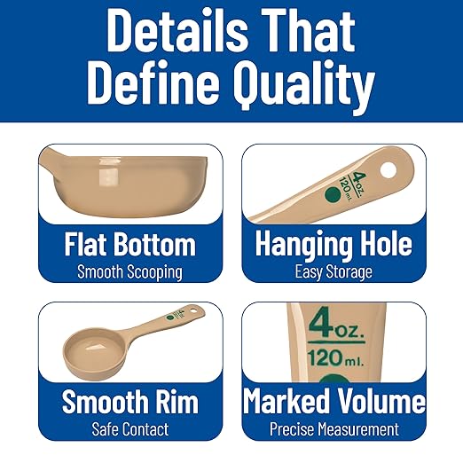 Carlisle FoodService Products 432806 Short Handle Portion Control Spoon, 4 Ounces, Beige (Pack of 12)