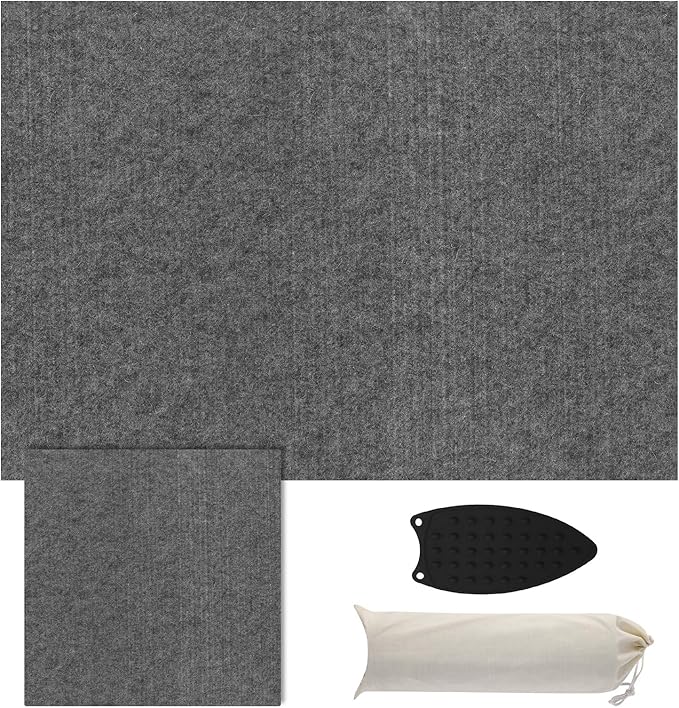 AiVeUao Wool Pressing Mat for Quilting(2 Pack) Includes 24" x17" and 9" x 9" mats, Portable Wool Ironing Mat, Quilting Ironing Pad for Quilter, Sewing, Quilting Supplies
