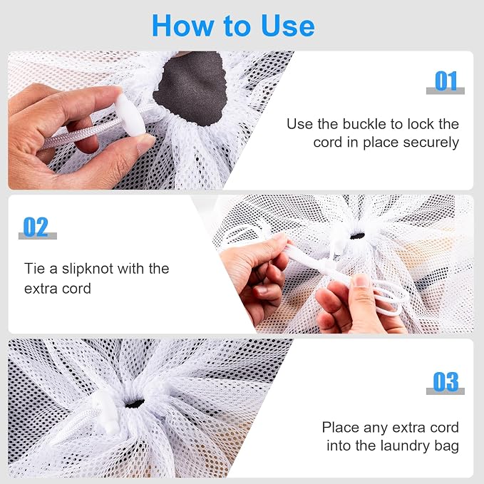 2 Pack Large Mesh Laundry Bags, 24" x 36" Heavy Duty Strong | Drawstring Dirty Clothes Bag, with Soft Breathable Net, Machine Washable, For College, Dorm, Camp, Travel ＆ Family Use(White)