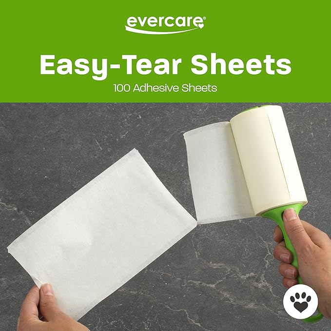 Evercare All Purpose Pet Hair Lint Roller,100 Sheets – Reusable Sticky Roller for Pet Hair,Cat & Dog-Hair Remover,Lint Remover,Pet-Hair-Remover for Furniture,Clothing & Cars,(Pack of 6)
