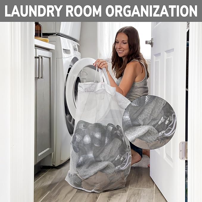 Goodpick 75L Rolling Laundry Basket with Wash Bag, Laundry Hamper for Dorm | Laundry Hamper with Wheels & Handles for Dirty Clothes, Clothes Hamper, Dorm Room Essentials, Black & White