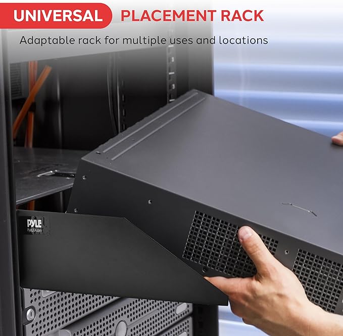 Pyle 19-Inch 2U Server, Vented Shelves for Good Air Circulation, Cantilever, Wall Rack, Universal Device, Cabinet Shelf, Computer Case Mounting Tray, Black (PLRSTN22U), 1 Unit
