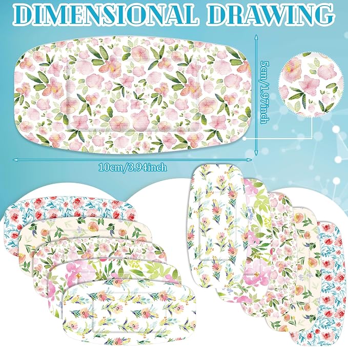 Sinmoe 100 Pcs Large Bandages 2 x 4 Inch Latex Free Big Adhesive Flower Wound Care Flexible Fabric Bandages for Care and Protect Wounds