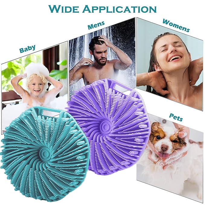 Silicone Body Scrubber for Shower, Shower Body Brush for Effective Showering Exfoliation and Gentle Massage Back Scrubber with Soft Bristles, Loofah Alternative for Sensitive Skin, Gift for Family