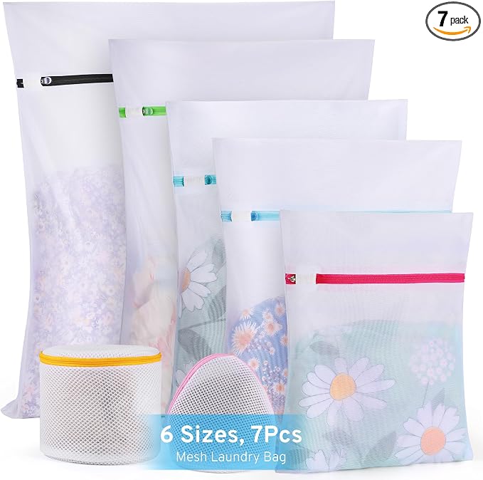 Ultimate 7 Pack 6 Size Mesh Laundry Bags Set for Delicates with AUTO-Lock Zipper, Lingerie Bags for Washing Delicates, Laundry Bags Mesh Wash Bags, Delicates Laundry Bag for Jeans,Blouse,Stocking,Bra | Laundry Bags Mesh Wash Bags Set, 6 Sizes, Durable ...