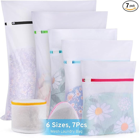 Ultimate 7 Pack 6 Size Mesh Laundry Bags Set for Delicates with AUTO-Lock Zipper, Lingerie Bags for Washing Delicates, Laundry Bags Mesh Wash Bags, Delicates Laundry Bag for Jeans,Blouse,Stocking,Bra | Laundry Bags Mesh Wash Bags Set, 6 Sizes, Durable ...
