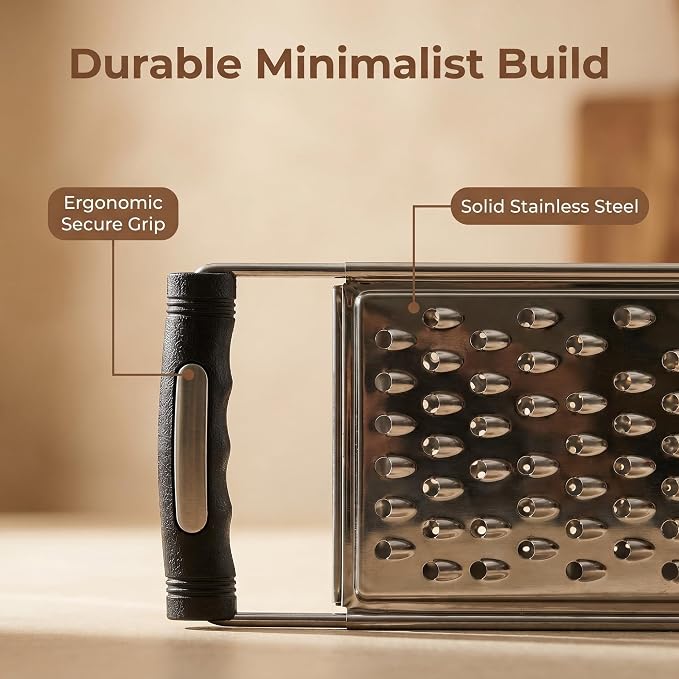 NACOLUS Stainless Steel Cheese Grater with Ergonomic Handle - Coarse Kitchen Grater & Shredder for Parmesan, Vegetables, Chocolate - Classic Design, Dishwasher Safe, Easy Grip (Coarse Grater)