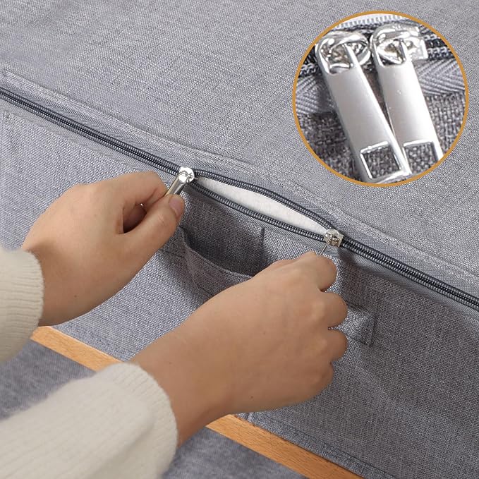 Under Bed Storage Container,Grey,31.5x15.7x5.9 Inch,3 Pack | Underbed Storage Organizers, Foldable Clothes Container,Clothes Bins with Lid and Handles for Blanket,Pillows,Shoes