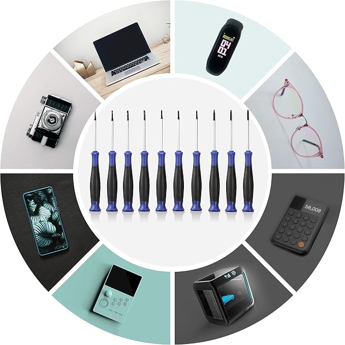 WORKPRO 10-Piece Precision Screwdriver Set with Pouch | Magnetic Small Screwdrivers with Phillips, Slotted, Torx Star, Mini Screwdriver for Eyeglass, Watch, Computer, Laptop, Phone