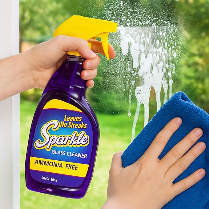 Sparkle Ammonia-Free Glass Cleaner Refill, Heavy Duty Streak-Free Window & Mirror Cleaner Spray, Original Formula, 2L Bottle (Pack of 1)