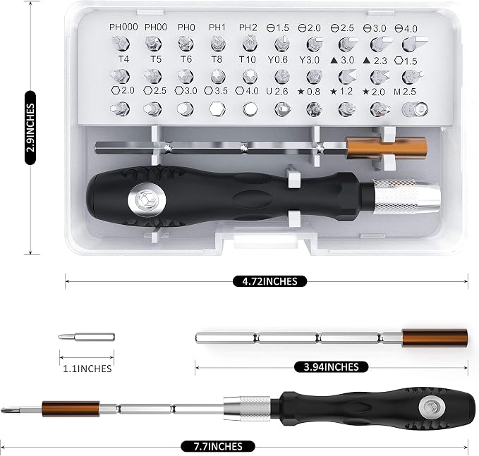 32 In 1 Small Screwdriver Set, Mini Magnetic Screwdriver Set – Contains 30 Bits Precision Repair Tool Kit, Torx Screwdriver Tool Sets for Eyeglass, Watch, Phones, Laptop, Computers, Toys