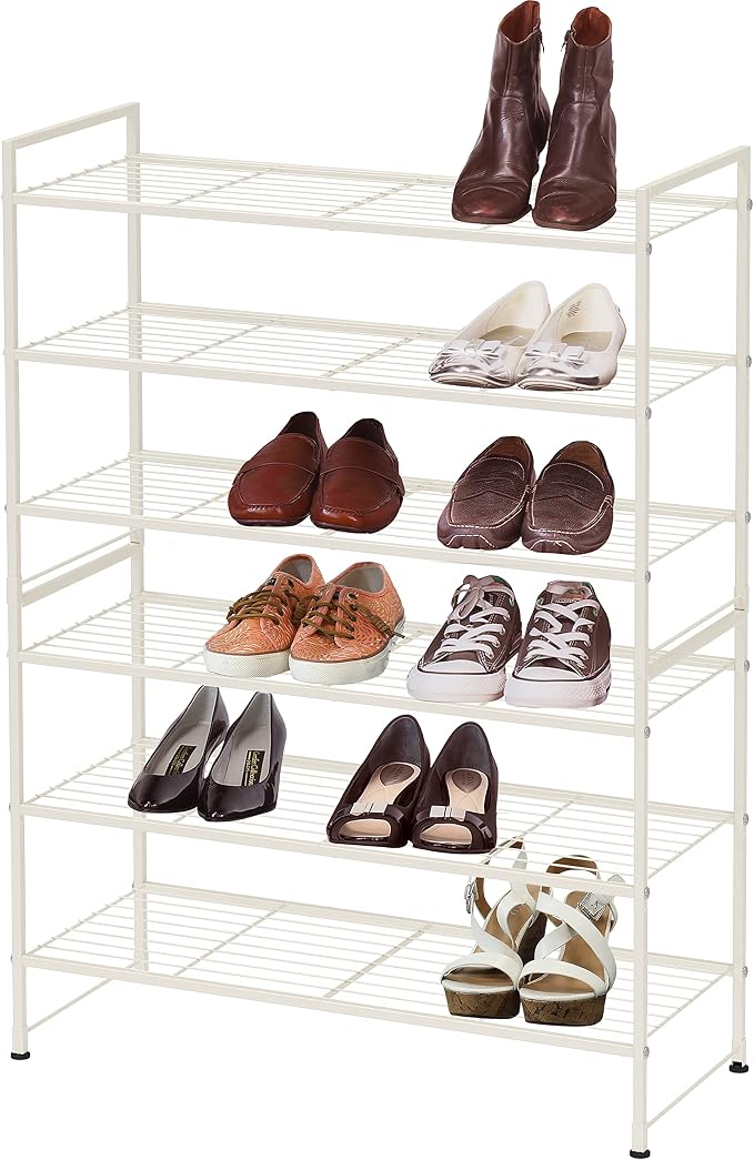 Simple Houseware 3-Tier Stackable Wired Grid Shoe Rack, White | 9 Pairs of Shoes Storage Organizer for Closet, Entryway, Garage & Corridor
