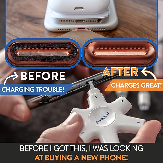 PurePort USB-C Multi-Tool Kit Repair & Clean Phone,Tablet,PC Ports (Black) | Clean Repair & Restore Cell Phone Tablet & Laptop, Fix USB C Ports & Cables, Fix Unreliable & Bad Connections
