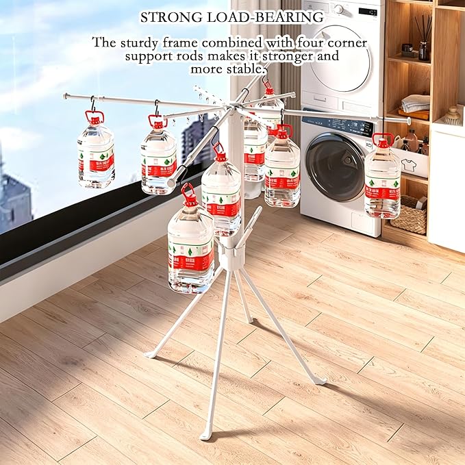 Clothes Drying Rack Foldable, 4-Legged Drying Rack Clothing Floor Standing Laundry Drying Rack Collapsible Drying Racks with Sock Clips & Shoe Holders for Indoor and Outdoor Balcony Bedroom Apartment
