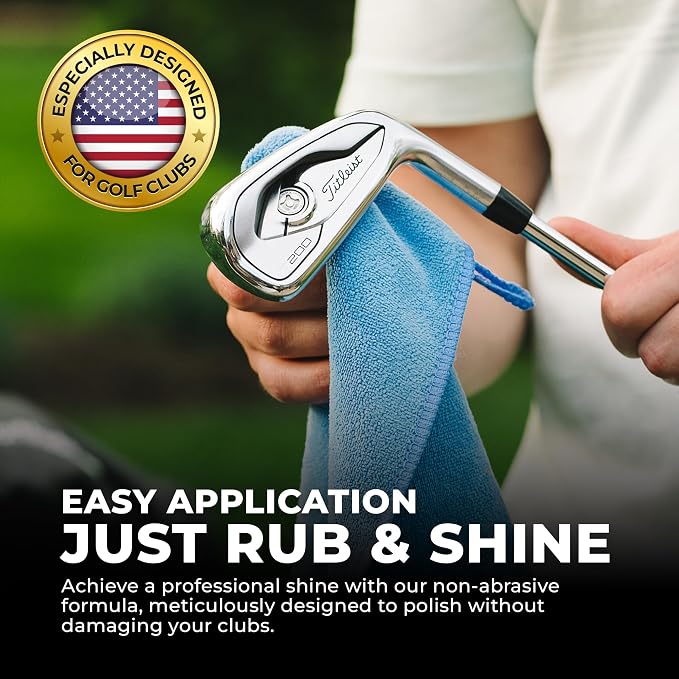 Golf Club Polish - Golf Club Head and Groove Cleaner, Rust Remover for Metal, Zinc, Aluminum, and Steel, Easy to Use Club Cleaner, Instant Rust, Scuff & Stain Remover - , Clean, Polish & Restore