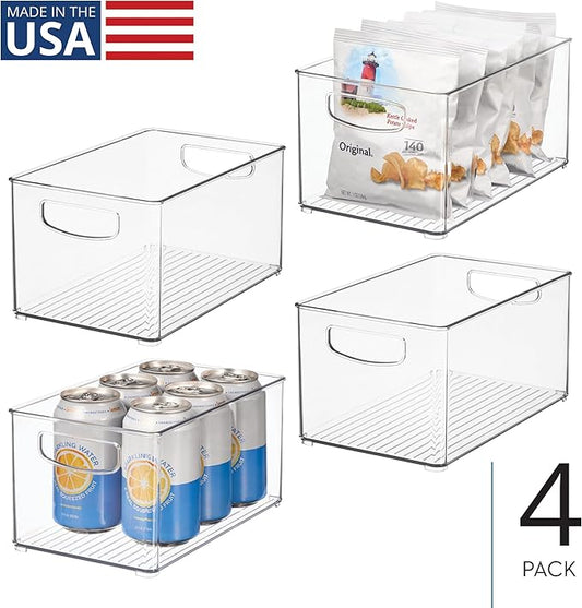 iDesign Stackable Clear Plastic Bin - Kitchen Organizers and Storage for Fridge and Pantry, 4-Pack