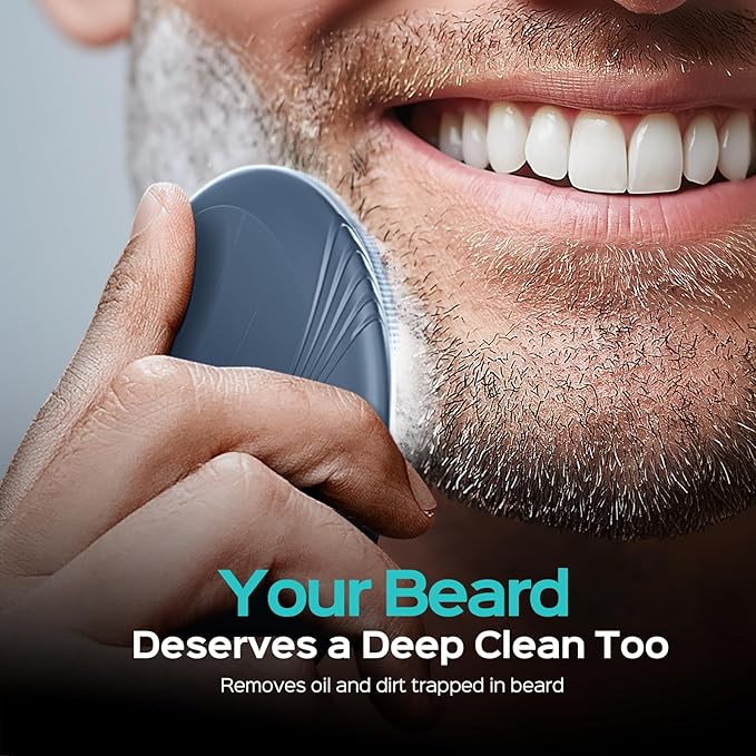 COSLUS FBS01 Facial Cleansing Brush Face Scrubber, Compact for Travel | Rechargeable, Gentle Silicone, 5 Cleansing Modes, Deep Cleaning for Men & Women, Removing Blackhead Exfoliating, Navy Blue