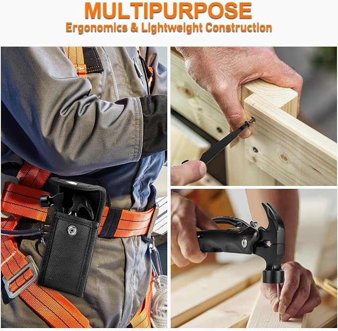 BIIB Gifts for Men, 12 in 1 Hammer Multitool, Stocking Stuffers for Men | Anniversary Birthday Gifts for Mens, Camping Essentials Survival Tool, Mens Gift for Him Dad Husband, Dad Gift for Christmas