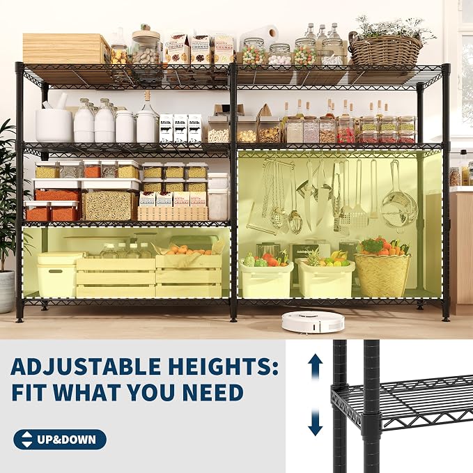 Garvee 70.8" W Storage Shelves Metal Shelving Unit Heavy Duty for Pantry