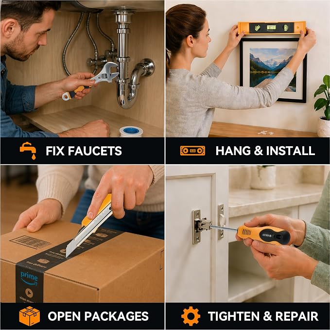 Tool Kit for Home, Basic Tool Set with Magnetic Pickup Tool | For general household and auto repair with storage case and drawer, for homeowners, diy projects, and handyman mechanics