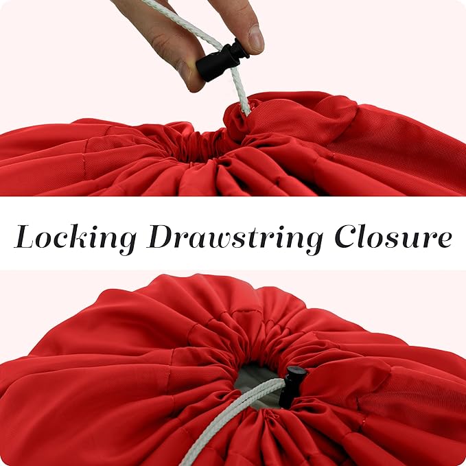 Nylon Laundry Bag - Locking Drawstring Closure and Machine Washable. These Bags will Fit a Laundry Basket or Hamper and Strong Enough to Carry up to Three Loads of Clothes. (Red) | 22"x32" XL Nylon Laundry Bag, Locking Drawstring, Machine Washable, Hea...
