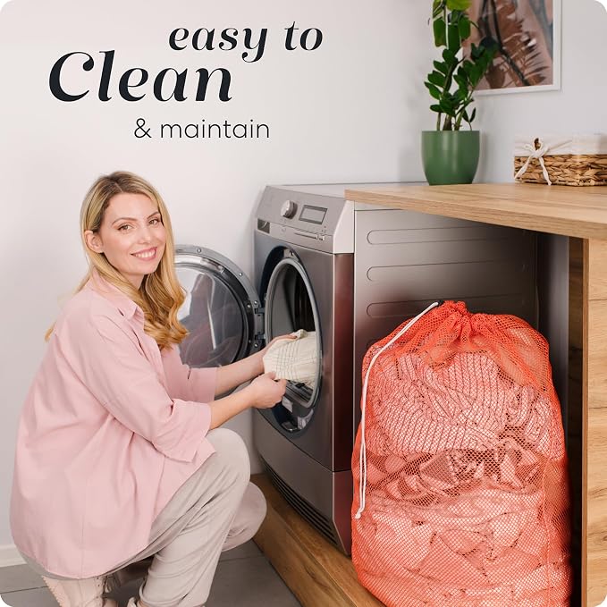 Handy Laundry Mesh XL Laundry Bag - Durable, Machine Washable with Secure Drawstring Closure - Perfect for College Dorms, Laundromats, Apartments (Orange, Large 24" x 36") | XL 24x36 Mesh Laundry Bag, Secure Drawstring, Heavy Duty, Machine Washable, fo...