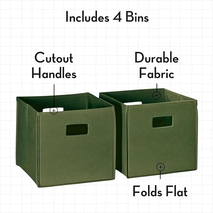 RiverRidge Folding Storage Bins with Handles Olive Cube Storage Organizer for Closet, Bedroom & Playroom - Closet Organizers and Storage Set of 4