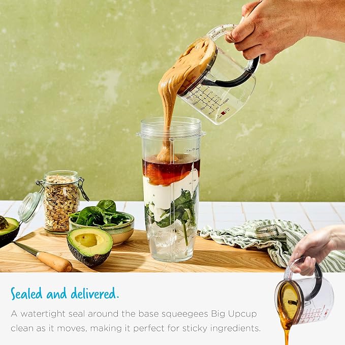 Dreamfarm Big Upcup All-in-1 Adjustable Measuring Cup - 2 Cup | Measures dry and liquid ingredients and scrapes itself clean, easy-to-read metric and imperial measurements, microwave safe