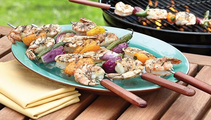 Outset QB50 Rosewood Collection Barbecue Skewers, Stainless Steel, Set of 4